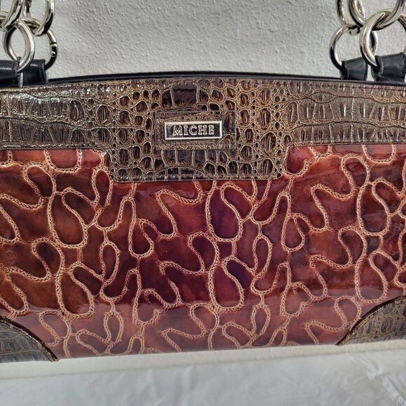 Miche Dani Classic Size Shell Animal Print Reddish Brown with matching handles - Picture 3 of 7